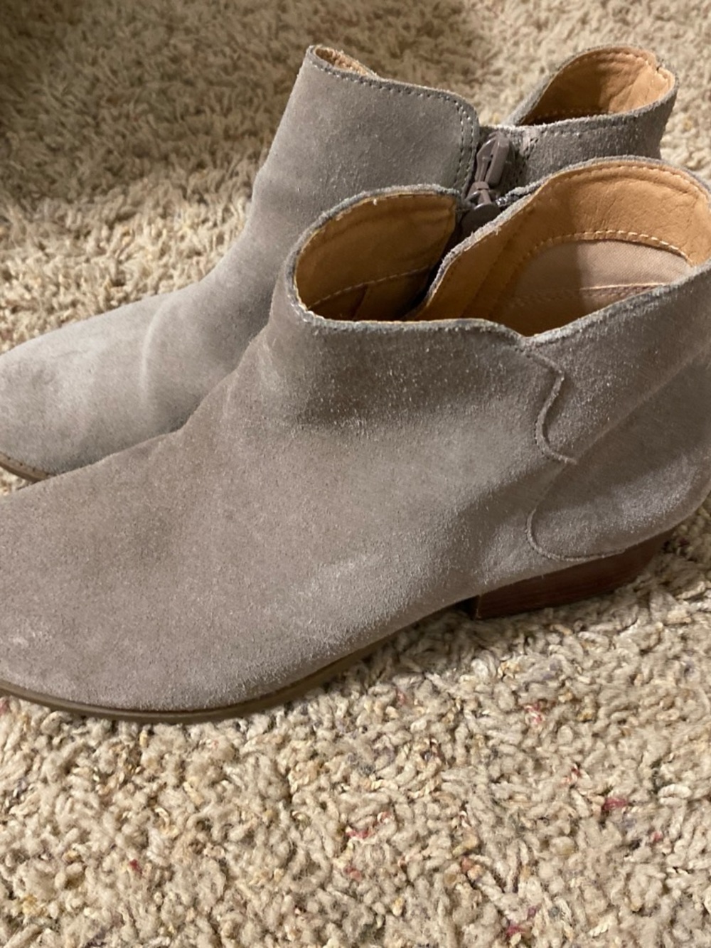 Crown Taupe Suede Ankle Booties with Side Zip
